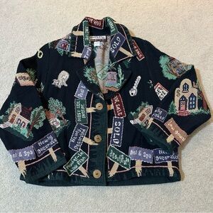 Vintage Women's Tapestry Jacket with Real Estate Theme